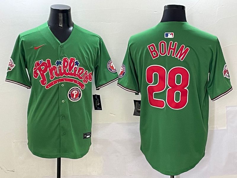 Men Philadelphia Phillies #28 Bohm Green Fourth generation Joint Name Nike 2025 MLB Jersey style 7